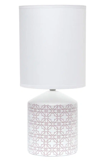 Lalia Home Floral Tile Print Table Lamp In White