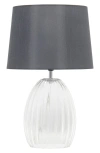 Lalia Home Fluted Glass Table Lamp In Clear Glass/ Gray Shade