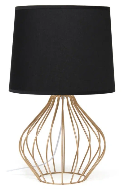 Lalia Home Geometric Wire Table Lamp In Copper/black Shade