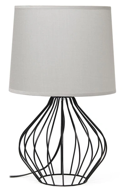 Lalia Home Geometric Wire Table Lamp In Black/ Gray Shade