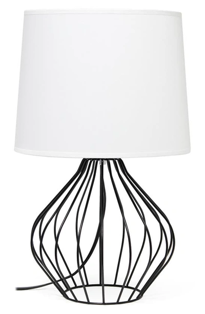Lalia Home Geometric Wire Table Lamp In Black/ White Shade