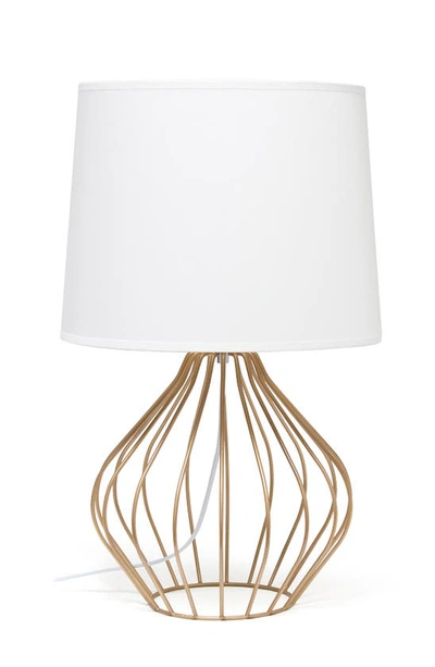 Lalia Home Geometric Wire Table Lamp In Copper/ White Shade