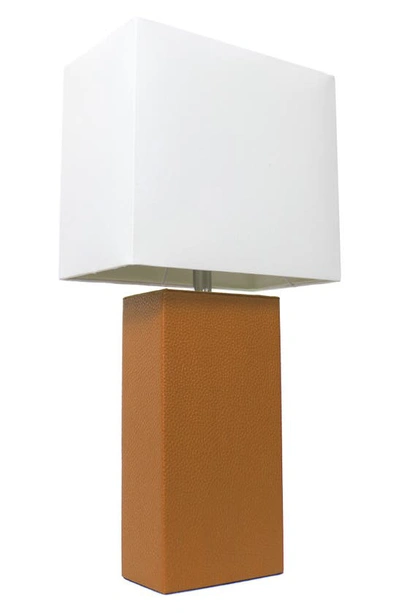 Lalia Home Lexington Faux Leather Table Lamp In Brown