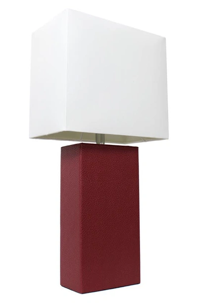 Lalia Home Lexington Faux Leather Table Lamp In Red