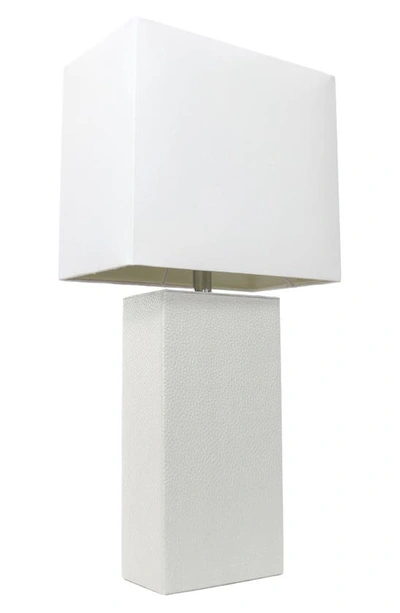 Lalia Home Lexington Faux Leather Table Lamp In White