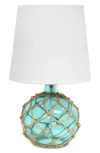 Lalia Home Net Wrapped Round Table Lamp In Aqua/ White