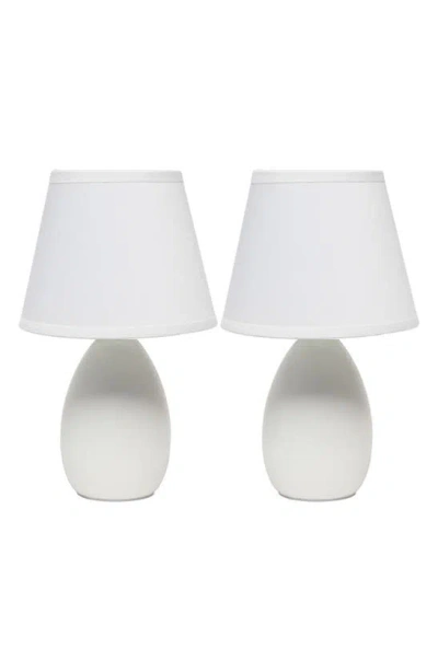 Lalia Home Oblong Table Lamp Set In White