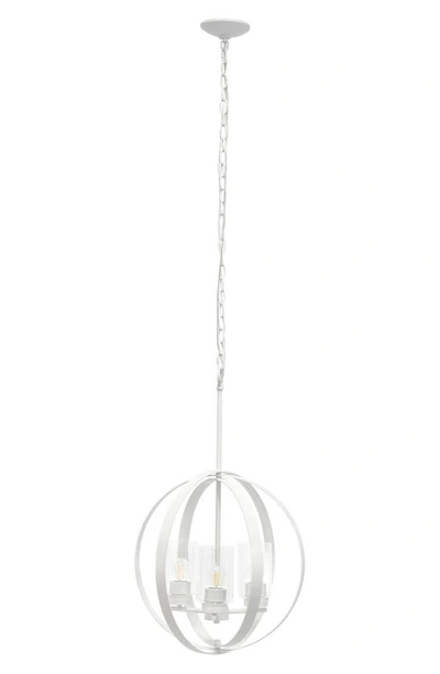 Lalia Home Three Light Glass Shade Flush Mount Sphere Pendant Light In White