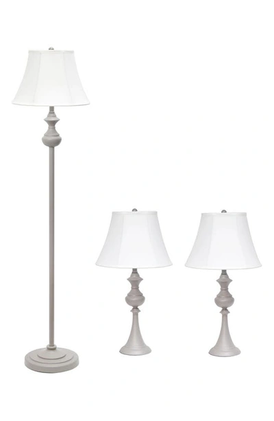 Lalia Home Three-piece Lamp Set In Gray/ White Shades