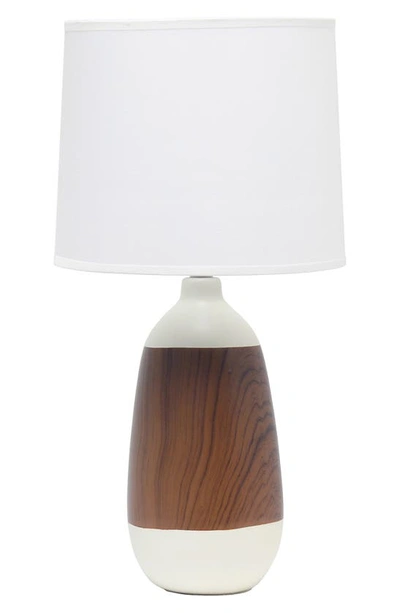 Lalia Home Wood Print Table Lamp In Off White/ Dark Wood