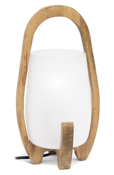 Lalia Home Wooden Table Lamp In Natural Wood/ Frosted Glass