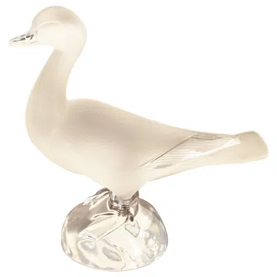 Pre-owned Lalique Art Deco Frosted Crystal Large Standing Duck Sculpture In Beige