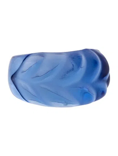 Pre-owned Lalique Crystal Band Ring In Blue
