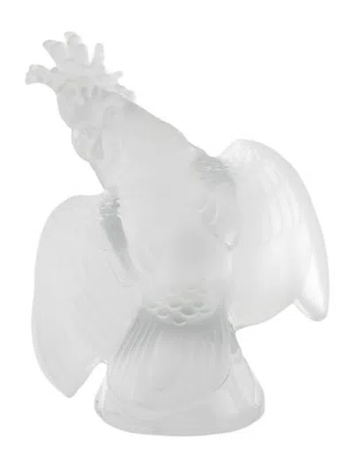 Pre-owned Lalique Crystal Cockatoo Bird Sculpture In Clear