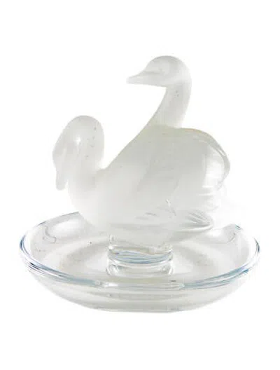 Pre-owned Lalique Crystal Deux Cygnes Pin Dish In Clear