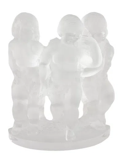 Pre-owned Lalique Crystal Luxembourg Cherubs Figurine In Clear