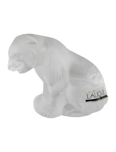 Pre-owned Lalique Crystal Tiger Figurine In Clear