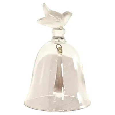Pre-owned Lalique "pinsons" Art Deco Frosted Sparrow Crystal Table Bell In Beige