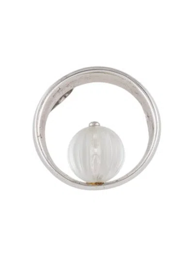 Pre-owned Lalique Textured Crystal Pendant, 1" In Clear