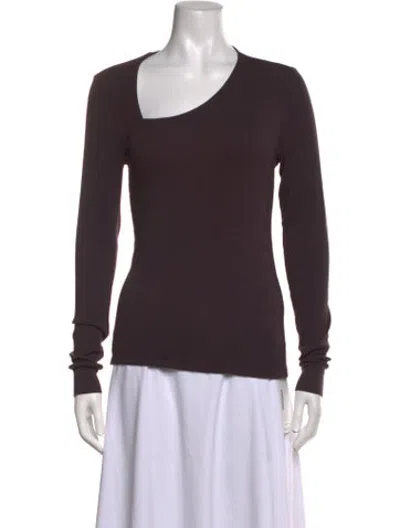 Pre-owned Lamade Asymmetrical Long Sleeve Top In Brown