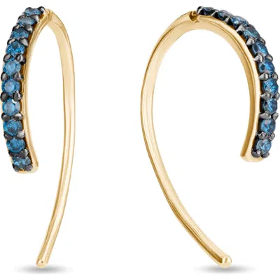 Lana 14k Gold Blue Diamond Hooked Hoop Earrings