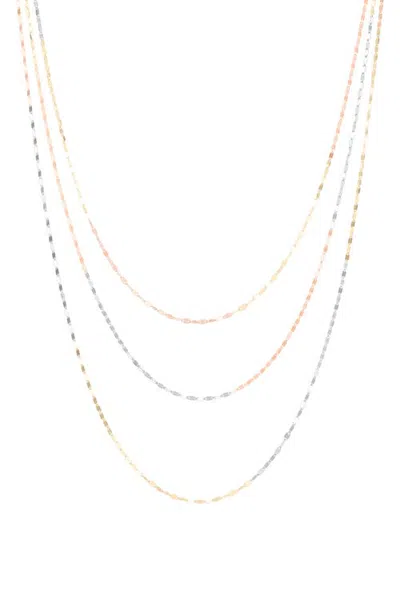 Lana 14k Gold Tri-color Triple Strand Necklace