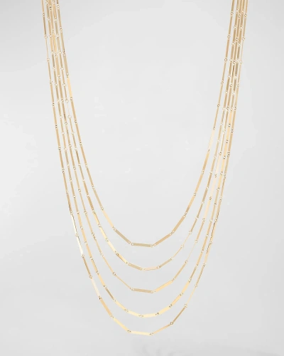 Lana 14k Yellow Gold Laser Mini Rectangle 5-strand Necklace, 15"