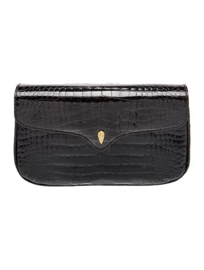 Pre-owned Lana Marks Crocodile Clutch In Black