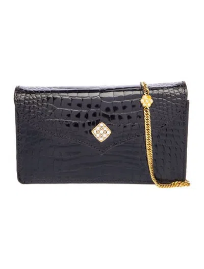 Pre-owned Lana Marks Embossed Leather Crossbody Bag In Black