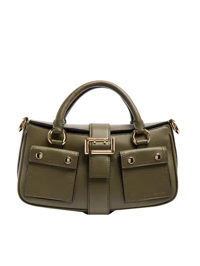 Lancel Green Cowhide Leather Carryall Tote Bag