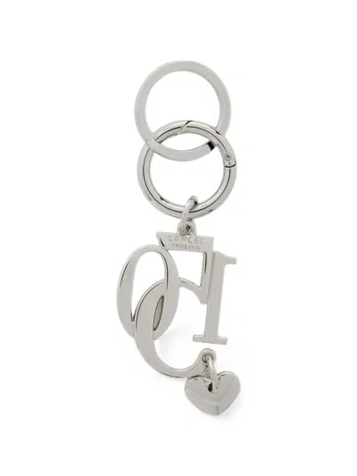 Lancel Heart-pendant 150y Keyring In Silver