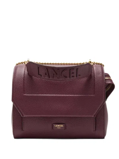 Lancel Medium Logo-embossed Leather Shoulder Bag In Purple