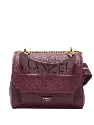 Lancel Ninon Logo-embossed Pebbled Shoulder Bag In Burgundy