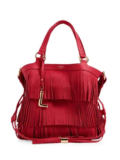 Lancel Premier Flirt Fringed Leather Bucket Bag In Red