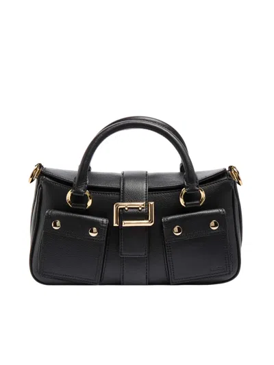 Lancel Rectangular Gold-tone Accent Tote Bag In Black