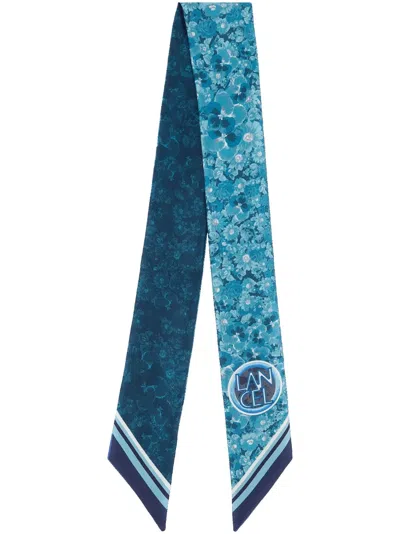Lancel Roxanne Flowers-print Silk Scarf In Blue