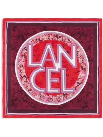 Lancel Roxanne Flowers-print Silk Scarf In Red