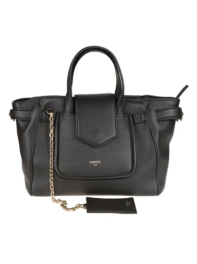 Lancel Thea Small Structured Pebbled Cow Leather Handbag In Black