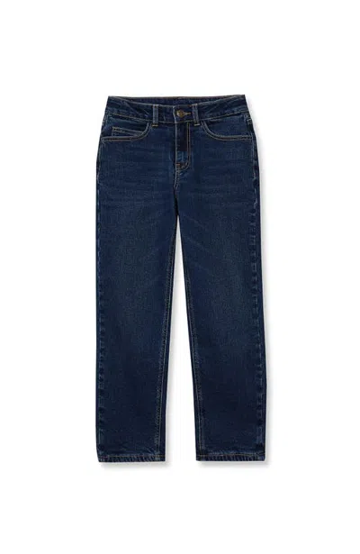 Lands' End Kids'  Boys Lined Denim Pants In Blue