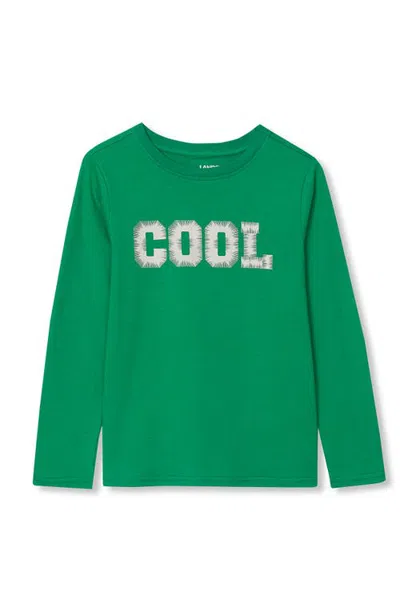 Lands' End Kids'  Boys Long Sleeve Graphic Tee In Cool/deep Mint