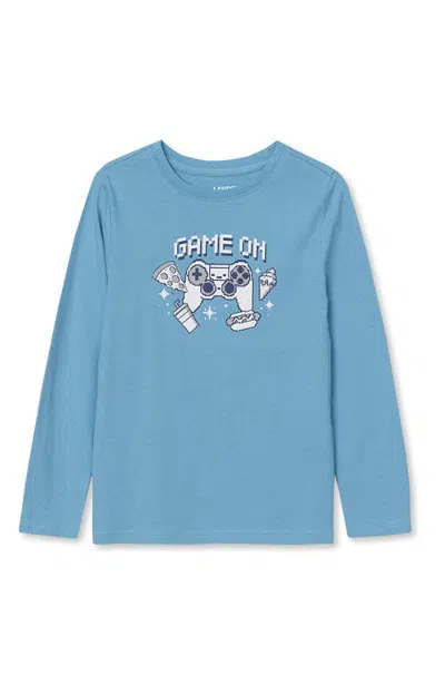 Lands' End Kids'  Boys Long Sleeve Graphic Tee In Blue