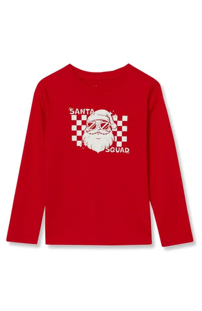 Lands' End Kids'  Boys Long Sleeve Graphic Tee In Red