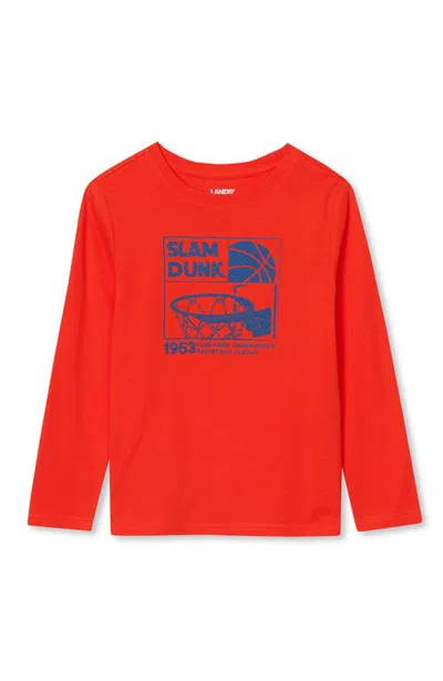Lands' End Kids'  Boys Long Sleeve Graphic Tee In Red