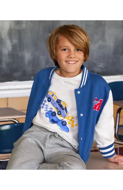 Lands' End Kids'  Boys Long Sleeve Graphic Tee In Texture/cars/egret