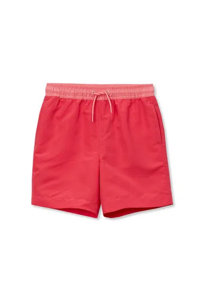 Lands' End Kids'  Boys Print Swim Trunks In Red
