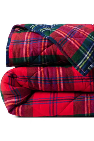 Lands' End Comfy Super Soft Cotton Flannel Yarn-dyed Comforter - 5oz In Multi