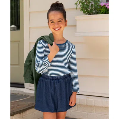Lands' End Babies'  Girls Denim Bubble Skort In Blue