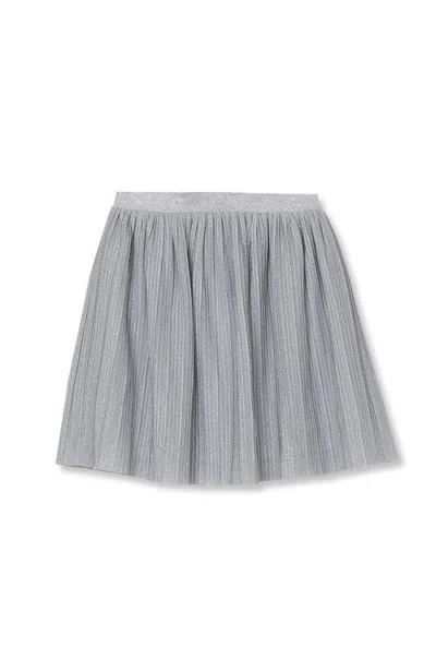 Lands' End Babies'  Girls Pleated Metallic Skirt In Gray