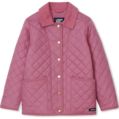 Lands' End Kids'  Girls Quilted Water Resistant Jacket In Pink