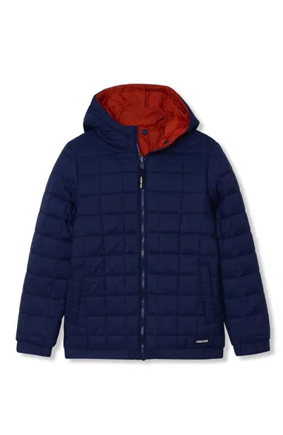 Lands' End Kids Quilted Reversible Water Resistant Jacket In Blue